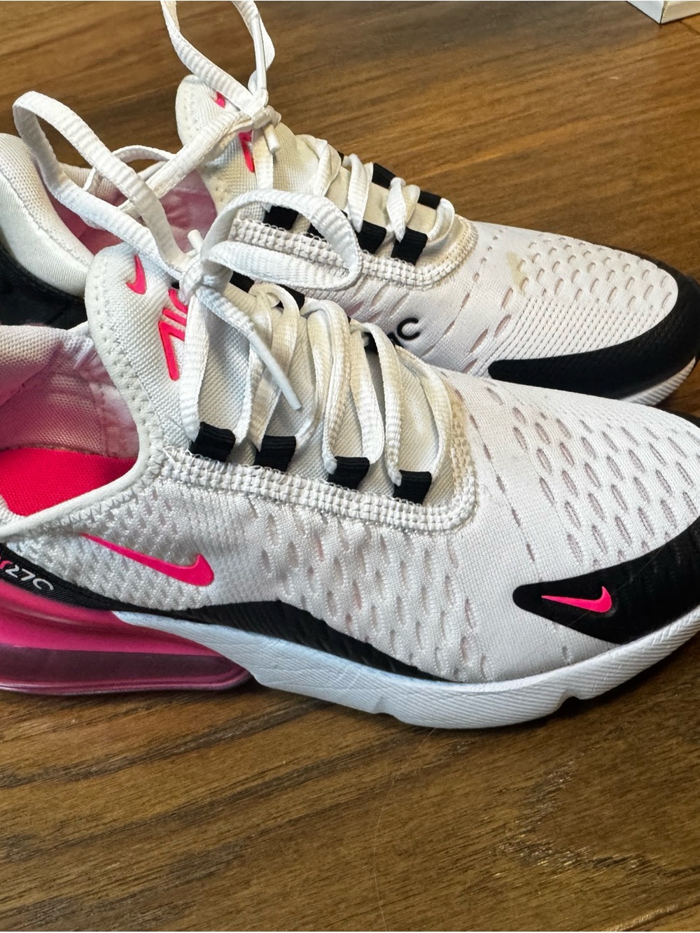 Nike Women’s White Sneakers with Hot Pink and Black Accents